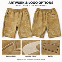 Shorts en coton tie-dye pour marques de vêtements, longueur genou, taille élastique, marque privée, OEM, ODM, vente en gros, fabricant en gros