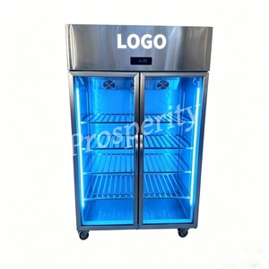 Réfrigérateur vertical à double porte vitrée, en acier inoxydable, vitrine réfrigérée, classe énergétique A++, anti-buée, pour restaurant et cuisine - Product Image 4