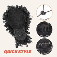 Échantillon Gratuit : Queue de Cheval Synthétique Frisée Kinky avec Frange, Modèle à Cordon, Fibre Légère pour des Coiffures Rapides