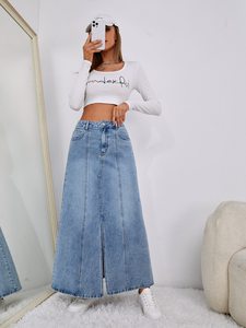 Jupes en <span class=keywords><strong>jean</strong></span> personnalisées pour femmes, taille haute, grandes tailles, longueur maxi, <span class=keywords><strong>jupe</strong></span> longue en <span class=keywords><strong>jean</strong></span>, <span class=keywords><strong>jupe</strong></span> en <span class=keywords><strong>jean</strong></span> décontractée pour femme - Product Image 3