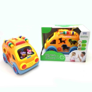 Jouet de bus pour bébé, voiture musicale d'apprentissage avec blocs d'animaux, trieur de formes éducatif pour la motricité fine et le développement précoce - Product Image 6