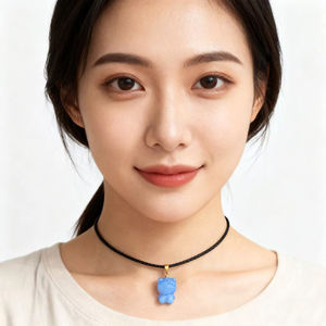 도매가 2cm 혼합 천연 원석 크리스탈 미니 헬로 키티 고양이 펜던트 (18k 골드 도금 925 실버 고리 포함) - Product Image 4