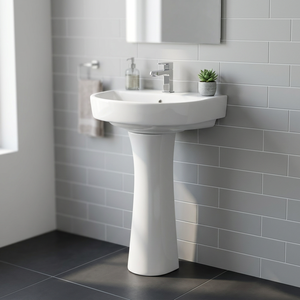 Antique Style Basin with Pedestal Ceramic Hand Wash Basin White Rustic Color Vitrosa Lavabo Designer Modern Sink Stand Set - Product Image 4