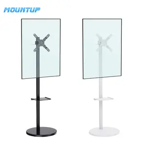 Mountap Monitor lantai tahan hingga 15kg/33lbs TV Mount & troli ikuti saya berdiri untuk langsung dengan roda tak terlihat