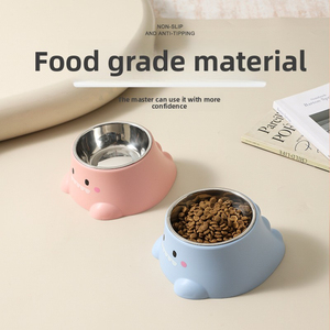 Bacia do aço inoxidável <span class=keywords><strong>pet</strong></span>, gato e cão beber tigela, pé alto anti derrapante e anti knock talheres, proteção do pescoço boca inclinada - Product Image 3