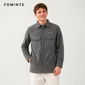 Veste en polaire <span class=keywords><strong>sherpa</strong></span> grise pour <span class=keywords><strong>homme</strong></span> avec logo personnalisé, épaisse, pour le travail en extérieur, chemise-veste boutonnée, grande taille, <span class=keywords><strong>surchemise</strong></span> - Product Image 4