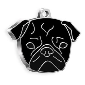 Plaque d'identification pour chien Carlino en émail noir avec motif de bouledogue - Product Image 1