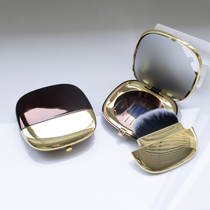 Gold Square Flat Shape Blush Press Powder <strong>Compact</strong> Case Packaging Refill Container <strong>Makeup</strong> with Brush Recyclable ABS Packable - Product Image 1