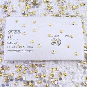 Atacado SS20 Non-Hot Fix Rodada <span class=keywords><strong>Cristal</strong></span> Strass Sol Flatback Dourado Strass Pedra <span class=keywords><strong>Cristal</strong></span>, para Nail Art - Product Image 2