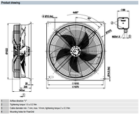 Ventilateur axial électrique à bille de 910 mm pour condenseur refroidi par air, pompe à chaleur, refroidisseur de tour HVAC, référence W6D910-8317080426
