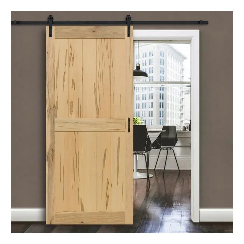 インテリアシンプルデザイン納屋ドアハードウェアキット付き木製引き戸防水木製ドア
