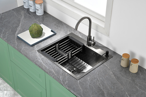 Évier de cuisine rectangulaire moderne en acier inoxydable noir nano diamant, style européen et américain, pour laver les légumes - Product Image 2