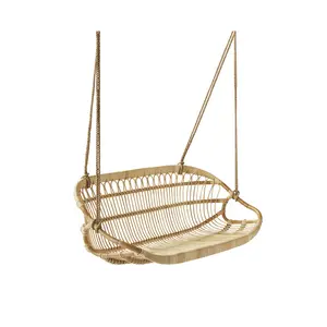 Steel Frame Hanging Rattan Cane Basket Chair Leisure Garden Hang Lounge Double Swing Bamboo Rocking Chair