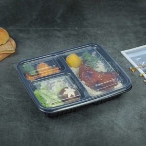 Şeffaf kapaklı 3 bölmeli meyve bento ambalaj kutusu tek kullanımlık PP yemek hazırlık yemek kutusu - Product Image 5