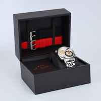 Montre-bracelet mécanique de luxe pour homme en acier inoxydable, avec double dragon doré gravé, verre saphir et cadran rotatif à strass