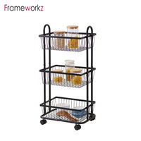 Mini support de rangement de cuisine mobile mince avec chariot de cuisine à roulettes