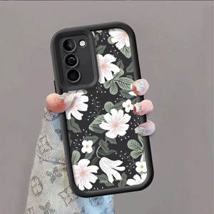 Coque de téléphone portable en TPU antichoc de style lentille d'appareil photo avec imprimé de feuilles de fleurs originales pour <span class=keywords><strong>Samsung</strong></span> A52 A53 A54 A55 A56 <span class=keywords><strong>A71</strong></span> F23 M23 - Product Image 1