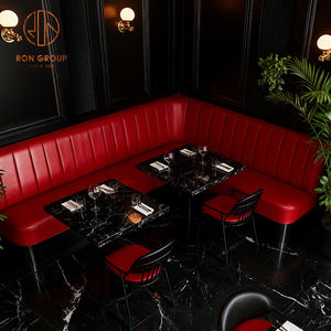 Ensemble de mobilier de luxe pour hôtel, café et restaurant : <span class=keywords><strong>table</strong></span> ronde en marbre, banquette incurvée en cuir rouge, <span class=keywords><strong>table</strong></span>, chaise et canapé - Product Image 2