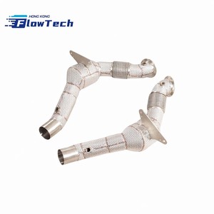 Downpipe en acier inoxydable T304 avec bouclier thermique pour Ferrari 488 3.9T V8 Race - Product Image 1