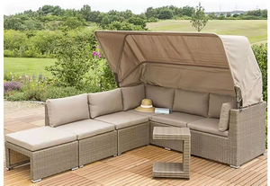 Sofá de Jardín, Muebles de Exterior, Mimbre, Ratán, Cama Solar, Sofá Esquinero para Patio, Combinación - Product Image 3