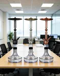 Modern Hookah Metal Stem <b>Acrylic</b> Base Triple Hose Lounge Water Pipe for Bar Cafe Home - Product Image 4