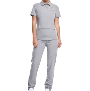 ZX personnalisé Salon de beauté femmes uniformes ensembles tunique Polo t-shirt coupe ajustée pantalon tenue pour esthéticienne clinique dentaire