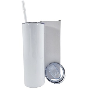 US warehouse RTS free shipping stainless steel white blank water bottle sublimation tumbler with plastic straw