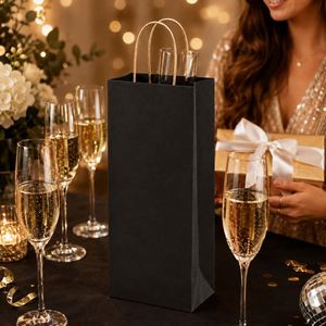 Reusable Eco Friendly Kraft Wine <b>Gift</b> <b>Bags</b> Sturdy Paper <b>Bottle</b> Wine <b>Bag</b> with Handles Multipurpose Packaging - Product Image 1