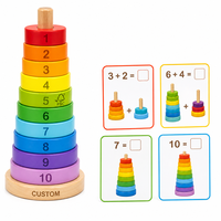 Jouets en bois Montessori personnalisés en forme d'arc-en-ciel pour enfants, jeux en famille, apprentissage précoce des mathématiques de base