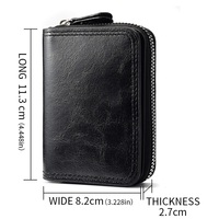 Dompet Kartu Pendek Kulit PU Matte Retro untuk Pria, Tempat Kartu Multi-kartu Bergaya Akordeon Kapasitas Besar dengan Ritsleting