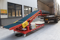 Convoyeur de chargement de camion pliable avec élévateur hydraulique, s'adapte à toute hauteur de quai, système de bande transporteuse portable pour cartons et sacs