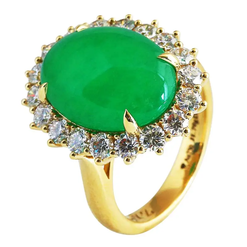 Mode Design Sieraden Custom Edelsteen Ring Voor Vrouwen Mossan Diamanten Jade Ring Voor Vrouwen S925 Sterling Zilveren Jade Ring