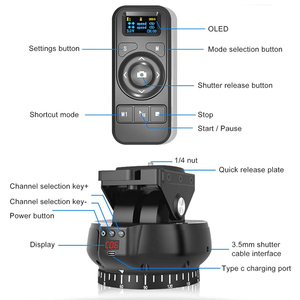Tête de trépied panoramique motorisée pour caméra, contrôle sans fil, rotation à 360 degrés des smartphones, vitesse réglable, tête de trépied panoramique - Product Image 5