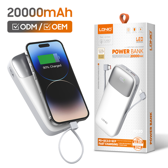 LDNIO PQ20 Large Capacity 20000mAh Power Bank for Iphone 15 14 13 Por Max AirPods Laptop with LED Display