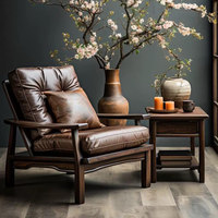 Fauteuil simple vintage en bois massif pour salon, style moderne et épuré, avec revêtement en peluche 3A, style Wabi-Sabi, décontracté et rétro, pieds en bois de frêne, pour la maison
