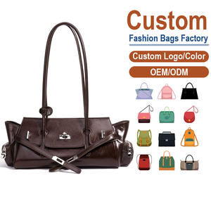 Bolso de Hombro Personalizable de Cuero de Grano Completo Brillante – Cierre Metálico + Correa Cruzada Desmontable, Ideal para Viajes y Desplazamientos - Product Image 1