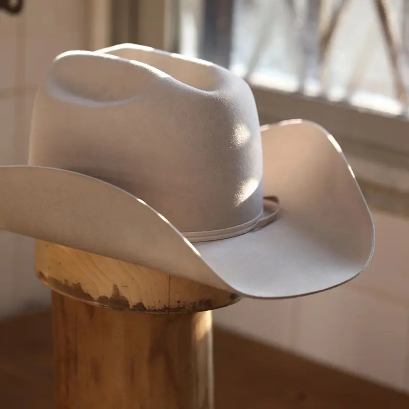 2023 Winter Collection Western White Cattleman Crown Fedora Hat Cowboy Wool Felt Chapeau Femme Cowgirl Fedora Hat