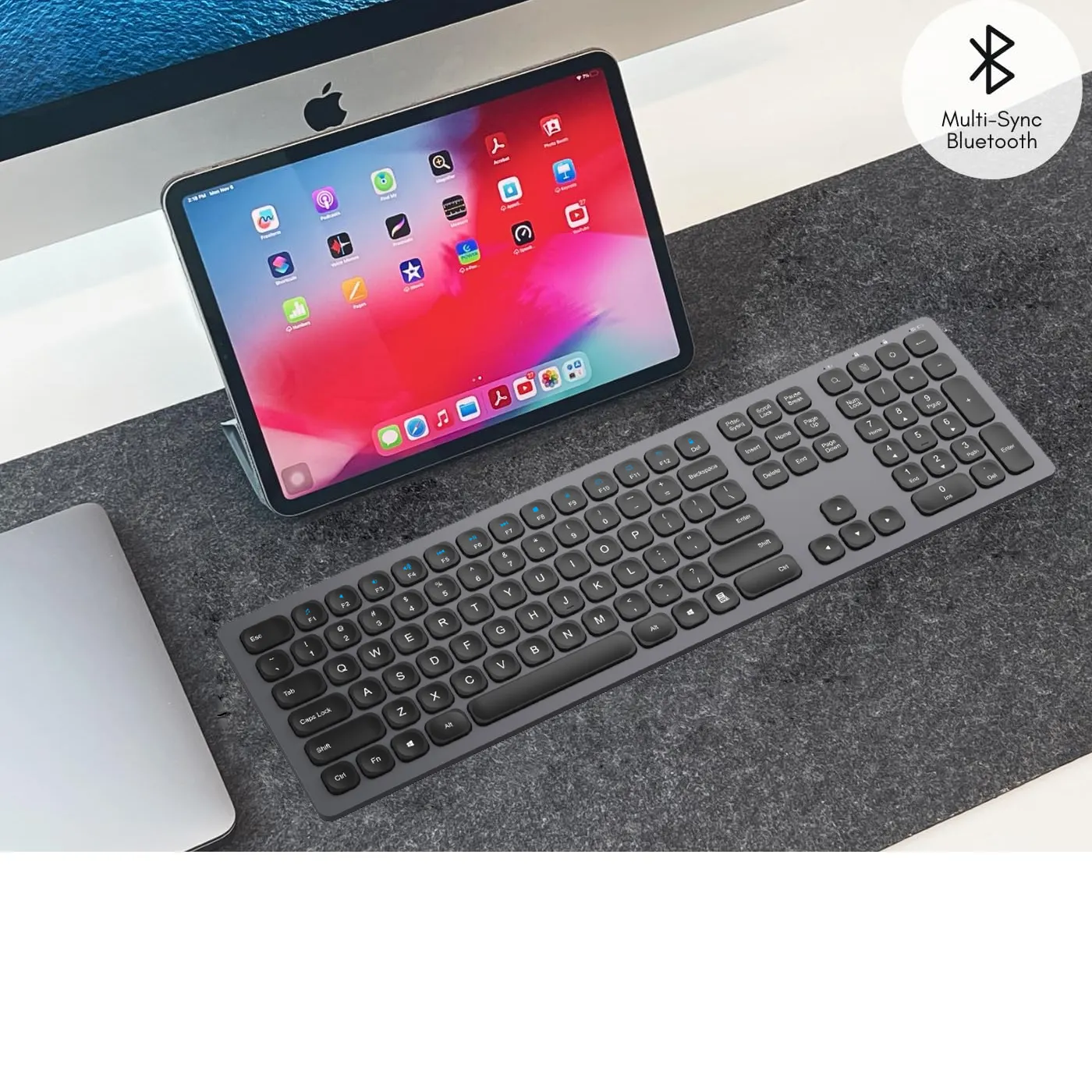 Kích Thước Đầy Đủ Im Lặng Tastatur Có Thể Sạc Lại Teclado Computador Bluetooth inalambrico Không Dây Máy Tính Bàn Phím Không Dây Cho Mac PC