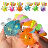 Jouet Squishy Poisson Rouge Arc-en-ciel Scintillant Effet Maltose, Balle à Presser Transparente Sensorielle Anti-Stress