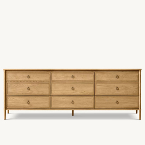 <span class=keywords><strong>Commode</strong></span> RH FRANCOIS à 9 tiroirs, <span class=keywords><strong>commode</strong></span> en bois clair avec un design à trois colonnes et des pieds effilés, armoire de rangement moderne - Product Image 2