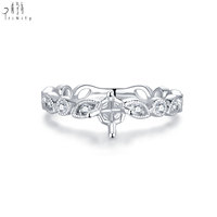 Anillo de Oro Blanco Sólido de 18K de Alta Calidad con Diseño Clásico de Hojas y Diamantes Naturales, Anillo de Boda para Mujer, para Fiestas