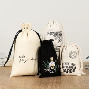 Sacs en coton personnalisés avec logo, sacs en toile écologiques, pochettes cadeaux réutilisables vides pour les fournitures de fête et de maison - Product Image 2