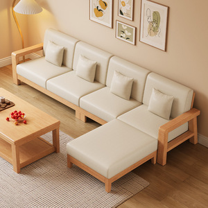 Canapé-lit en bois massif en forme de L, convertible, meubles de salon, design moderne et minimaliste pour petits appartements - Product Image 1