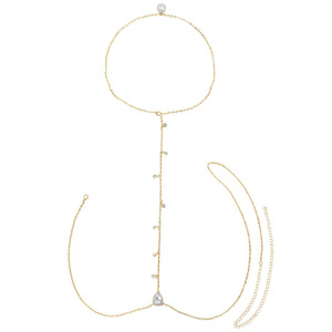 Catena per il corpo da donna alla moda, stile Sexy Pure Desire, con catena da collo, vita e petto, con gocce d'<span class=keywords><strong>acqua</strong></span> lucide e cristalli placcati elettroliticamente - Product Image 5