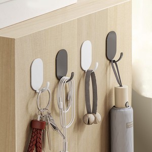 <b>Adhesive</b> <b>Hooks</b> Oval Shape Wall Mounted No Drill Minimalist Design For Kitchen Bathroom Door Storage <b>Hooks</b> 4 Pack - Product Image 1
