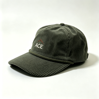 Casquette de baseball en velours côtelé personnalisée avec broderie, unisexe, souple, 6 panneaux, style vintage rétro, logo ACE Mountain, boucle réglable