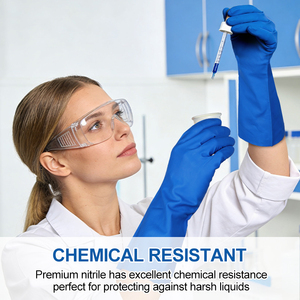 Guantes Industriales <span class=keywords><strong>de</strong></span> Nitrilo XINGYU <span class=keywords><strong>de</strong></span> 33 cm, Azules, Resistentes a Químicos, Ácidos y Álcalis, para Laboratorio - Product Image 5