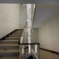 Lustre suspendu moderne en acier inoxydable de luxe, grand et long, avec LED, pour hall d'hôtel, loft, escalier, projet personnalisé