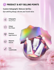 Emballage en papier holographique arc-en-ciel personnalisé avec carton rigide et insert de protection pour produits de beauté, boîte cadeau cosmétique - Product Image 3