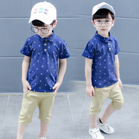 Ensembles de vêtements décontractés pour garçons d'été, 2 pièces, t-shirt, short, pantalon, polyester/coton
